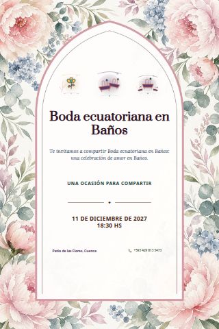 Ecuadorian Baños Valley Wedding invitation design preview