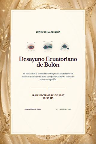 Ecuadorian Bolón Breakfast invitation design preview