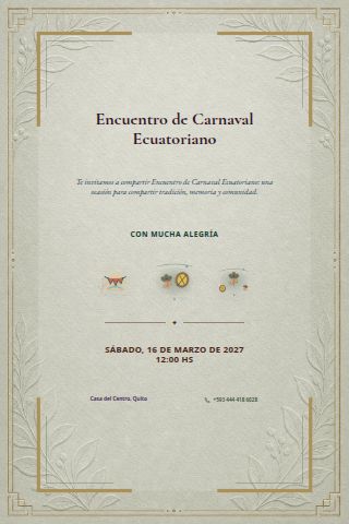 Ecuadorian Carnival Gathering invitation design preview