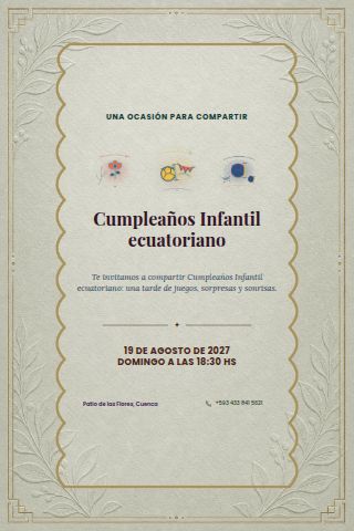 Ecuadorian Children's Birthday invitation design preview