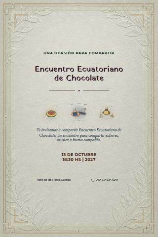Ecuadorian Chocolate Gathering invitation design preview
