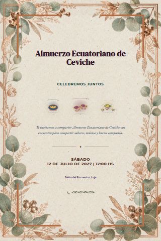Ecuadorian Coastal Ceviche Lunch invitation design preview