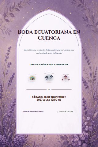 Ecuadorian Cuenca Courtyard Wedding invitation design preview
