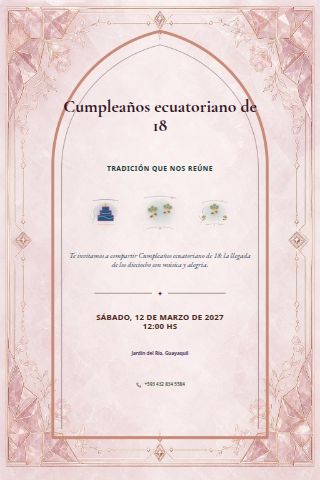 Ecuadorian Eighteenth Birthday invitation design preview