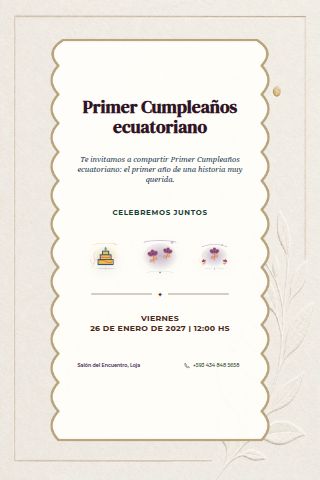 Ecuadorian First Birthday invitation design preview