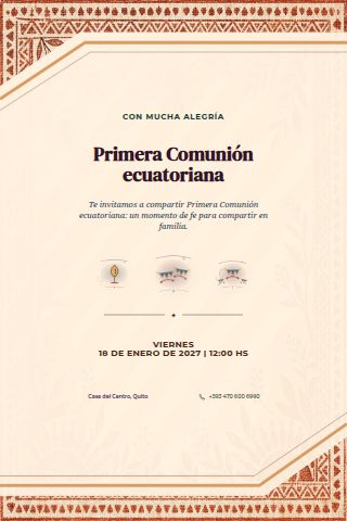 Ecuadorian First Communion invitation design preview