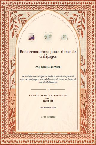 Ecuadorian Galápagos Coastal Wedding invitation design preview