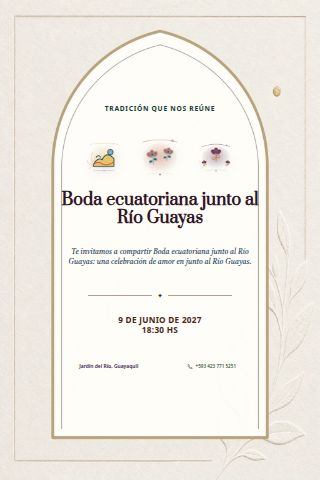 Ecuadorian Guayaquil Riverside Wedding invitation design preview