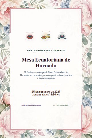 Ecuadorian Hornado Table invitation design preview