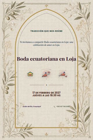 Ecuadorian Loja Garden Wedding invitation design preview
