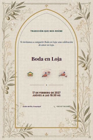 Loja Garden Wedding invitation design