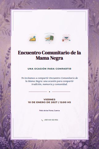 Ecuadorian Mama Negra Community Gathering invitation design preview