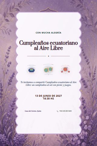 Ecuadorian Outdoor Birthday Picnic invitation design preview