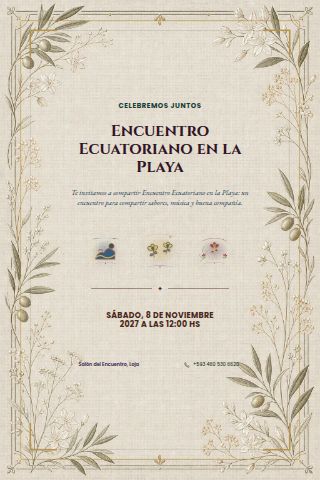 Ecuadorian Pacific Beach Gathering invitation design preview