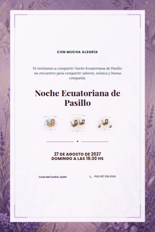 Ecuadorian Pasillo Music Night invitation design preview