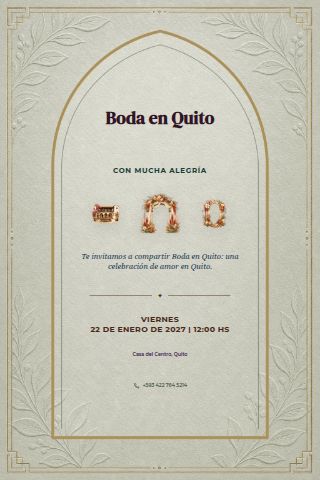 Quito Historic Wedding invitation design
