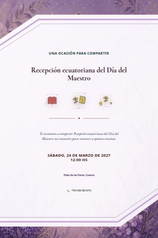 Ecuadorian Teachers' Day Reception invitation design preview