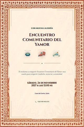 Ecuadorian Yamor Community Gathering invitation design preview