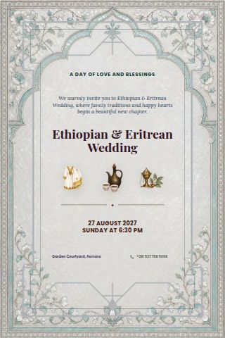 Ethiopian & Eritrean Wedding invitation preview