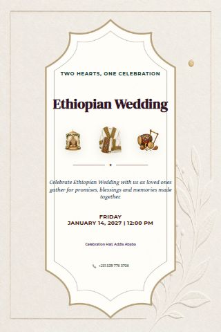 Ethiopian Wedding invitation preview
