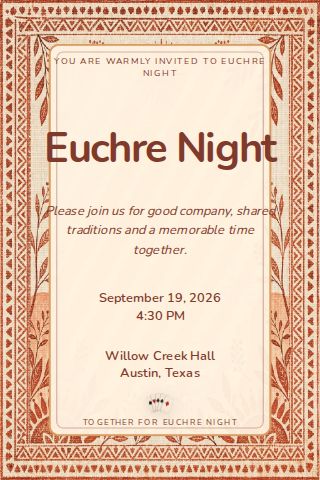 Euchre Night invitation design preview