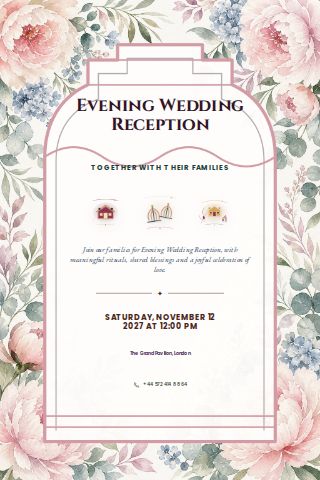 Evening Wedding Reception invitation design preview