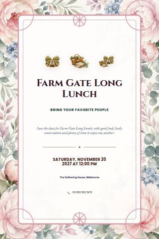 Farm Gate Long Lunch invitation preview