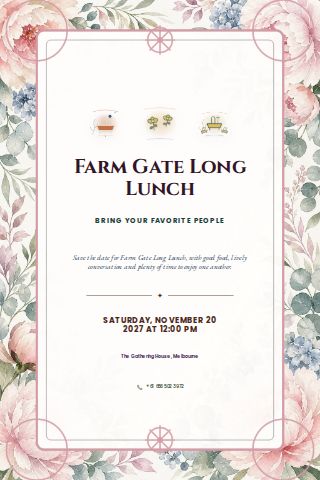 Farm Gate Long Lunch invitation design preview