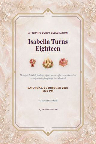 Filipino Debut invitation preview