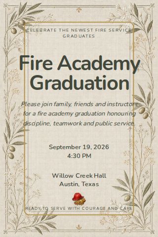 Fire Academy Graduation invitation design preview