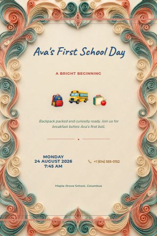 First Day of School invitation preview