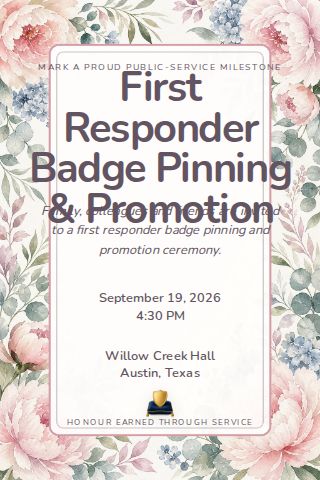 First Responder Badge Pinning & Promotion invitation design preview