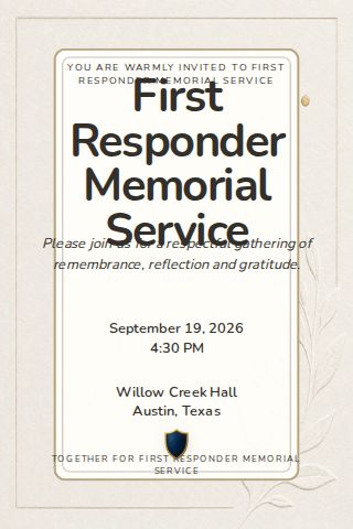 First Responder Memorial Service invitation design preview