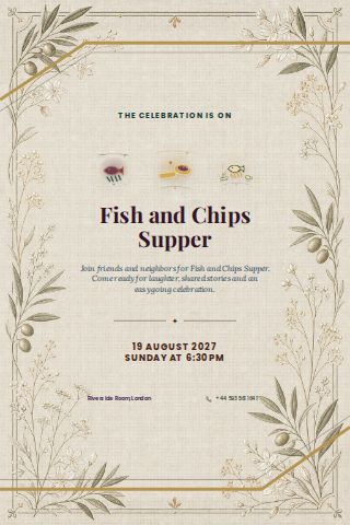 Fish and Chips Supper invitation design preview