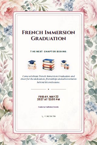 French Immersion Graduation invitation design preview