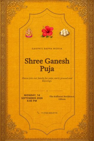 Ganesh Puja invitation preview