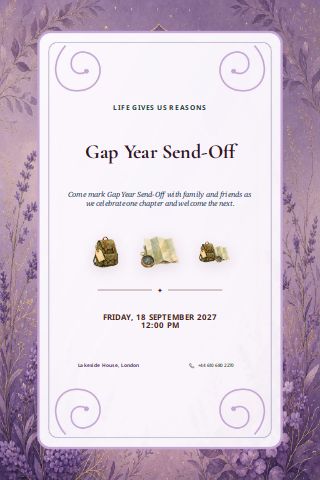 Gap Year Send-Off invitation preview