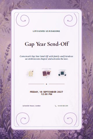 Gap Year Send-Off invitation design preview