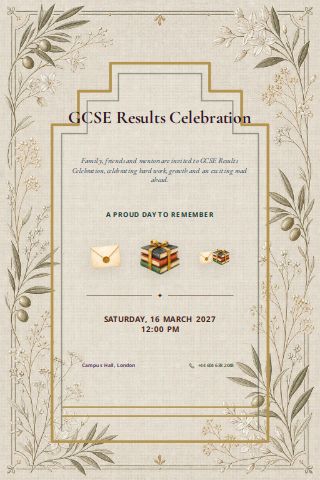 GCSE Results Celebration invitation preview
