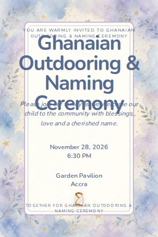 Ghanaian Outdooring & Naming Ceremony invitation design preview