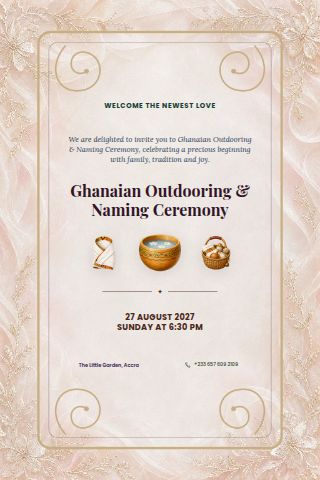 Ghanaian Outdooring & Naming Ceremony invitation preview