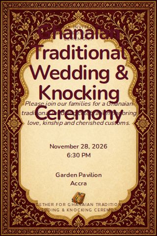 Ghanaian Traditional Wedding & Knocking Ceremony invitation design preview
