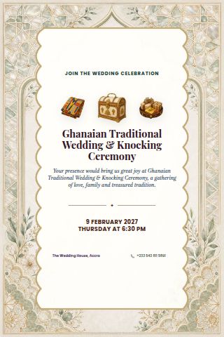 Ghanaian Traditional Wedding & Knocking Ceremony invitation preview
