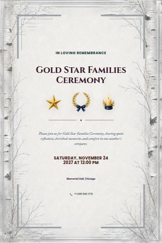 Gold Star Families Ceremony invitation preview