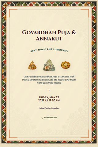 Govardhan Puja & Annakut invitation preview