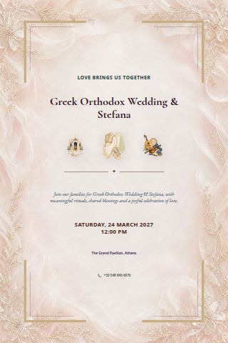 Greek Orthodox Wedding & Stefana invitation preview