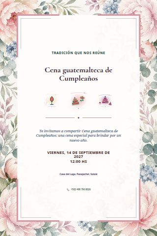 Guatemalan Adult Birthday Dinner invitation design preview