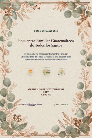 Guatemalan All Saints Family Gathering invitation design preview