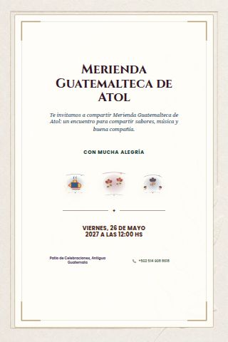 Guatemalan Atol Merienda invitation design preview