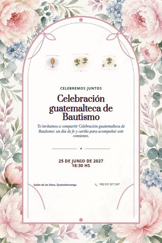 Guatemalan Baptism Celebration invitation design preview